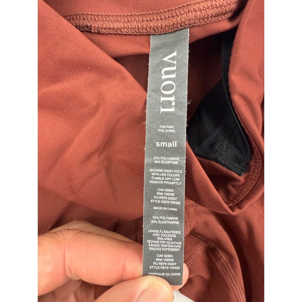 VUORI STRIDE Womens Sz Small Chestnut Stash Pocket Stretch Athletic Leggings - Picture 4 of 8